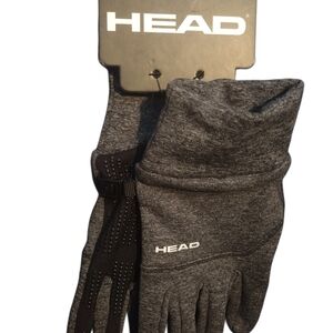 HEAD Gray Knit Gloves with Elastic Wrist Touchscreen Sensitive​​